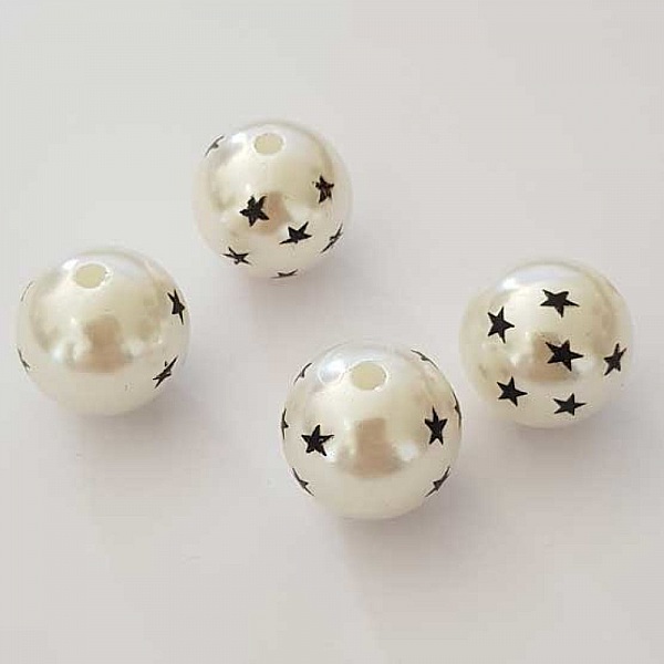 Perle Acrylique Ronde 18 mm &eacute;toile 01 x 1 Pi&egrave;ce