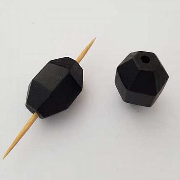 Perle Bois olive &agrave; facette 26 x 20 mm Noir N&deg;01