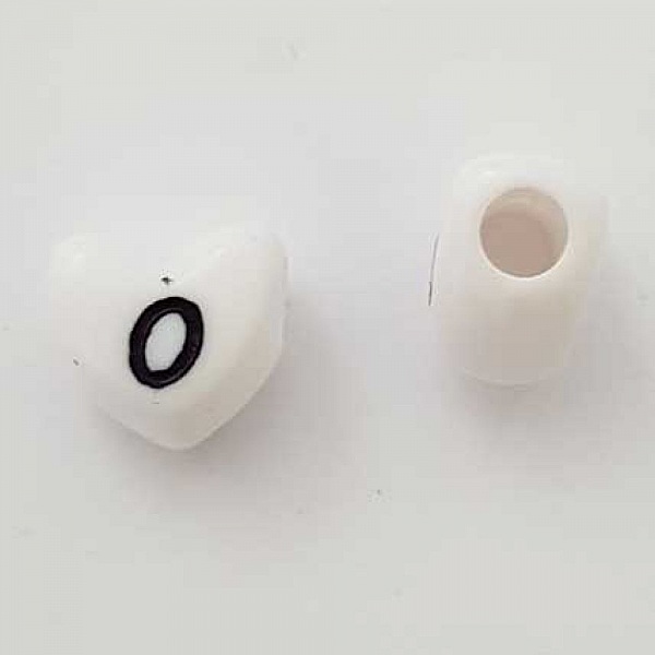 Perle C&oelig;ur Lettre O Blanc Noir 11mm