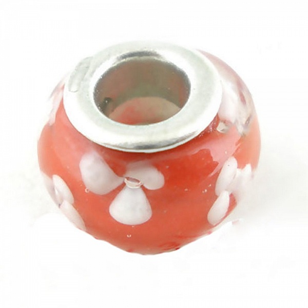 Perle N&deg;0094 compatible Europ&eacute;en rouge et blanc