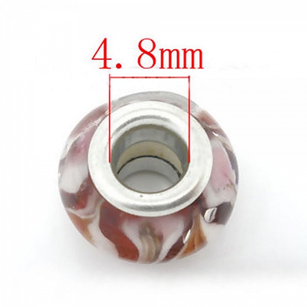 Perle N&deg;0106 compatible Europ&eacute;en rouge et blanc