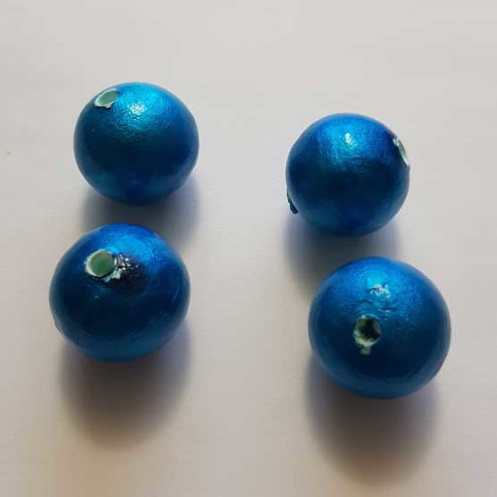 Rund perle Paper Mache GT 24mm blå turkis