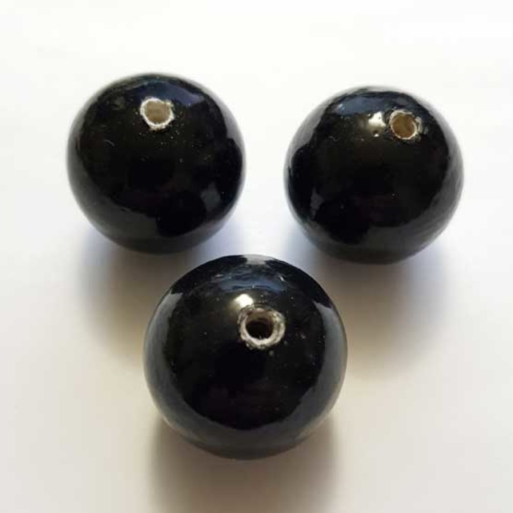 Rund perle i papier maché GT 30mm Sort