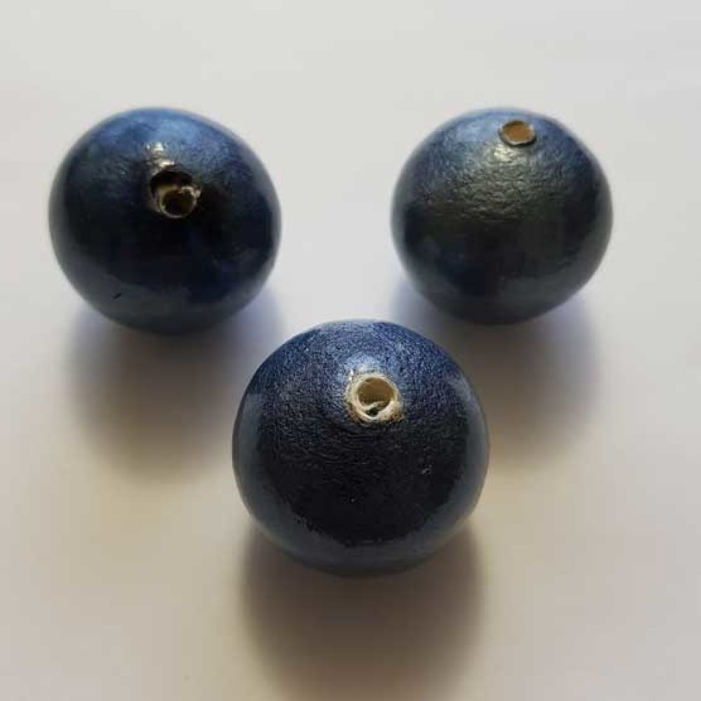 Rund perle Papier Maché GT 30mm Mørkeblå