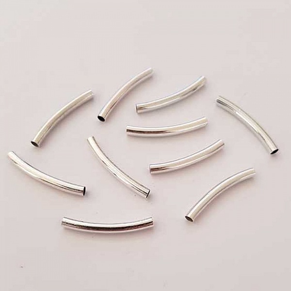 Perle Tube Courb&eacute; N&deg;07 Argent Vieilli 25 mm