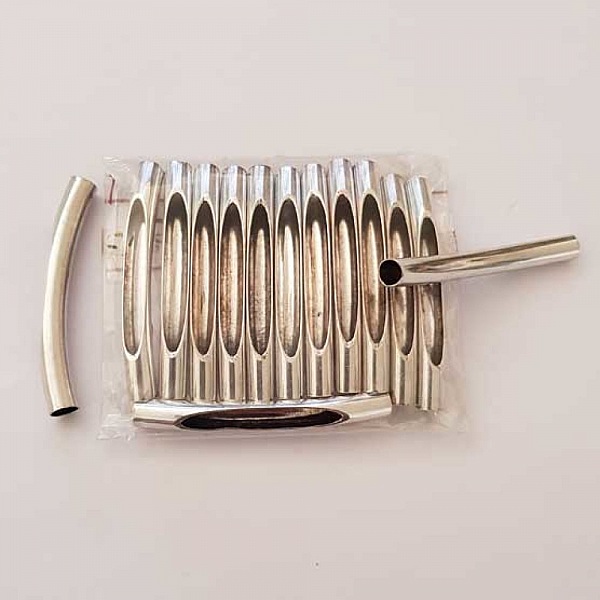 Perle Tube Courb&eacute; N&deg;10 Argent Vieilli 50 mm