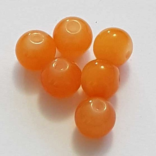 Perle Verre Ronde 08 mm Orange 02 x 1 Pi&egrave;ce