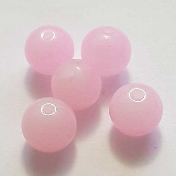 Perle Verre Ronde 12 mm Rose 01 x 1 Pi&egrave;ce
