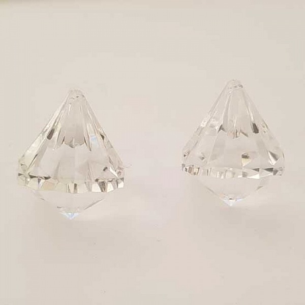 Perle acrylique Diamant transparent 38 x 31 mm