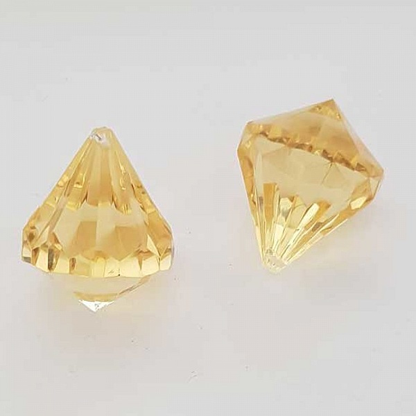 Perle acrylique Diamant transparent 38 x 31 mm Jaune