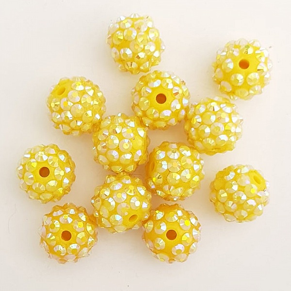 Akryl og rhinestone perle 14 mm shamballa stil N&deg;01