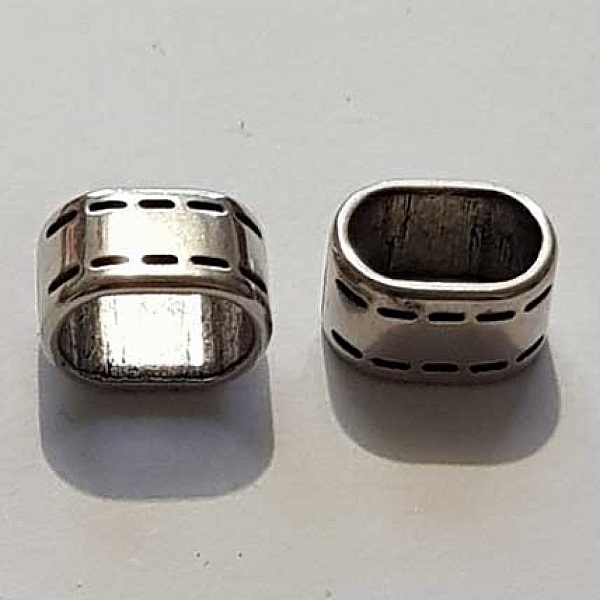 Perle passant tonneau pour cuir &eacute;pais r&eacute;galiz 10 mm Argent N&deg;06