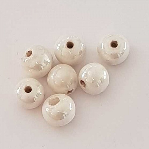 Perle ronde c&eacute;ramique blanc 11 mm N&deg;07