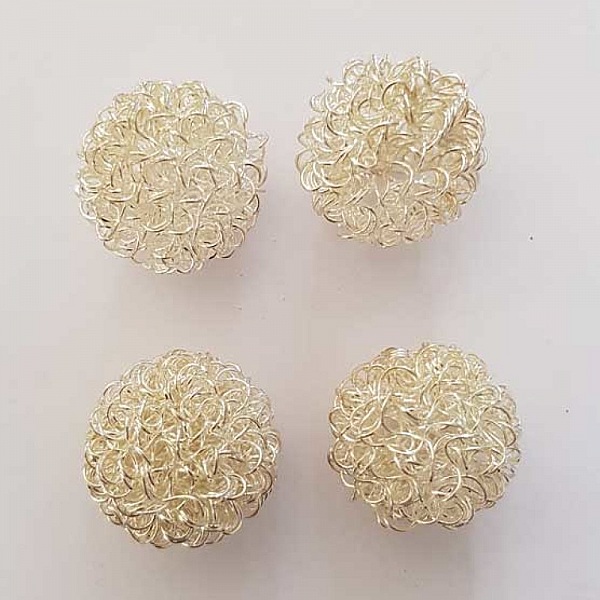 Perle ronde fil de fer m&eacute;tal fantaisie 24 mm Argent