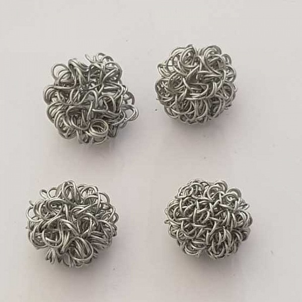 Perle ronde fil de fer m&eacute;tal fantaisie 20 mm Gris Argent&eacute;