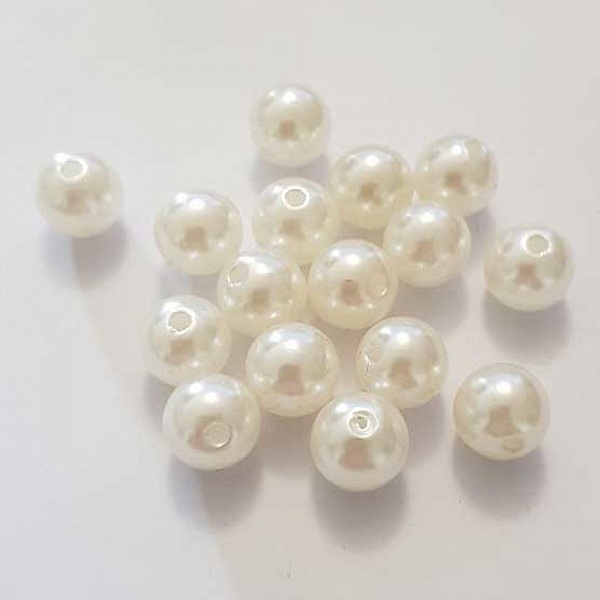 Perle ronde plastique effet nacr&eacute; blanc 12 mm N&deg;01
