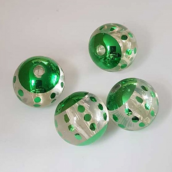 Perle ronde plastique fantaisie vert 25 mm N&deg;02