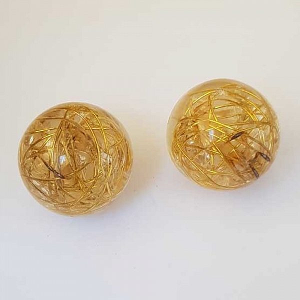 Perle ronde plastique brillante dor&eacute; 24 mm N&deg;001