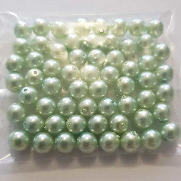 Perle ronde verre effet nacr&eacute; vert 01 6 mm N&deg;01