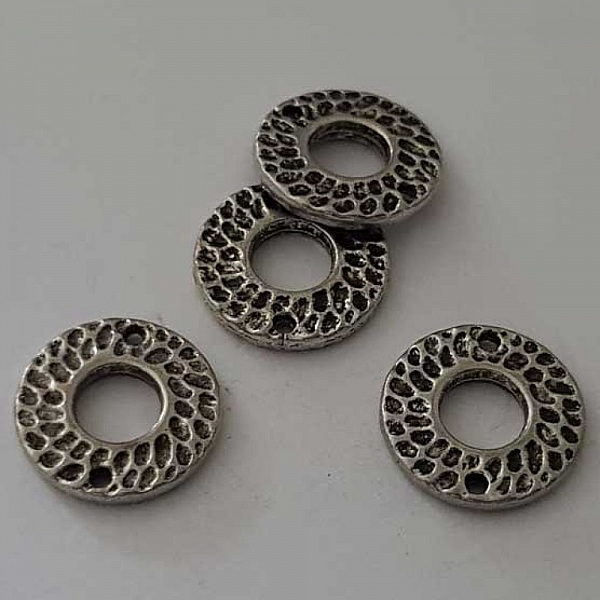 Perle rondelle plate anneau intercalaire en m&eacute;tal argent&eacute; 027 Argent