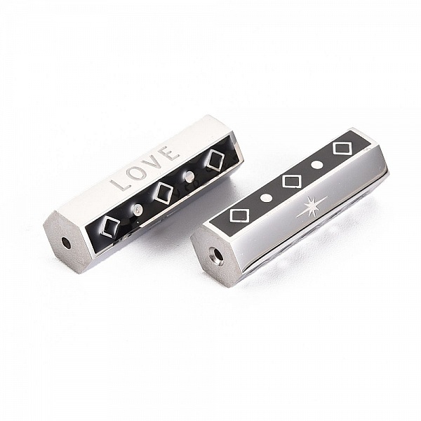 Perle tube 26 mm Love Acier Inoxydable N&deg;04 Argent