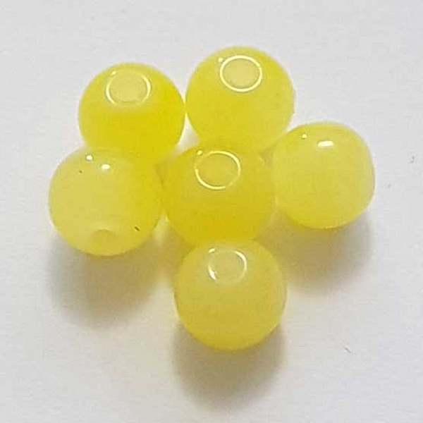Perles Verres Rondes 08 mm Jaune 01 x 5 Pi&egrave;ces