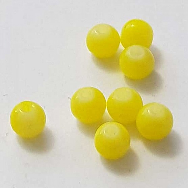 Perles Verres Rondes 06 mm Jaune 01 x 10 Pi&egrave;ces