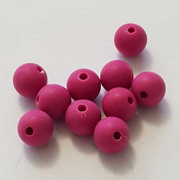 Perles acryliques Rondes 08 mm Rose 01 x 10 Pi&egrave;ces