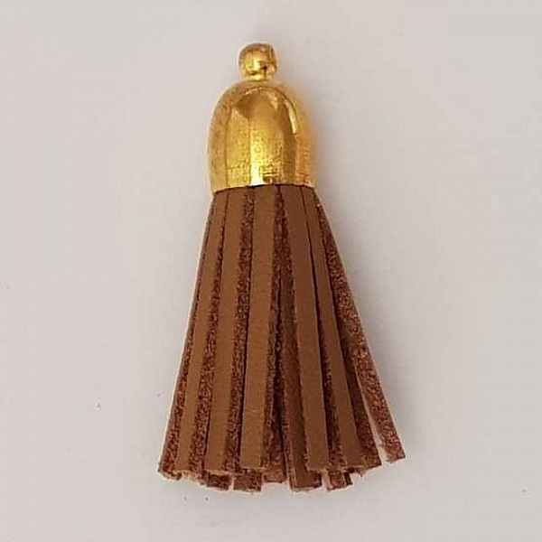 Pompon cuir uni 38 mm N&deg;24 Marron