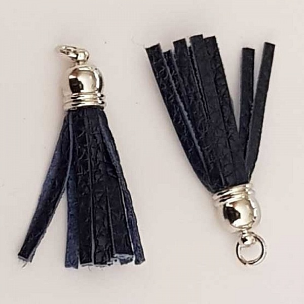 Pompon cuir uni 50 mm N&deg;03 Bleu