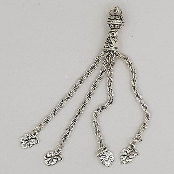 Pompon en m&eacute;tal Pampille Argent&eacute; N&deg;04