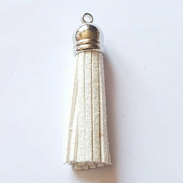 Pompon su&eacute;dine uni 60 mm N&deg;41 Blanc