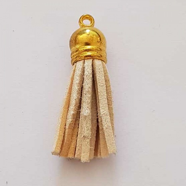 Pompon su&eacute;dine uni 38 mm N&deg;14 Cr&egrave;me