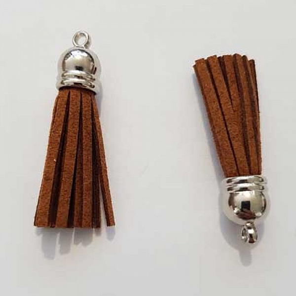 Pompon su&eacute;dine uni 45 mm N&deg;02 Marron