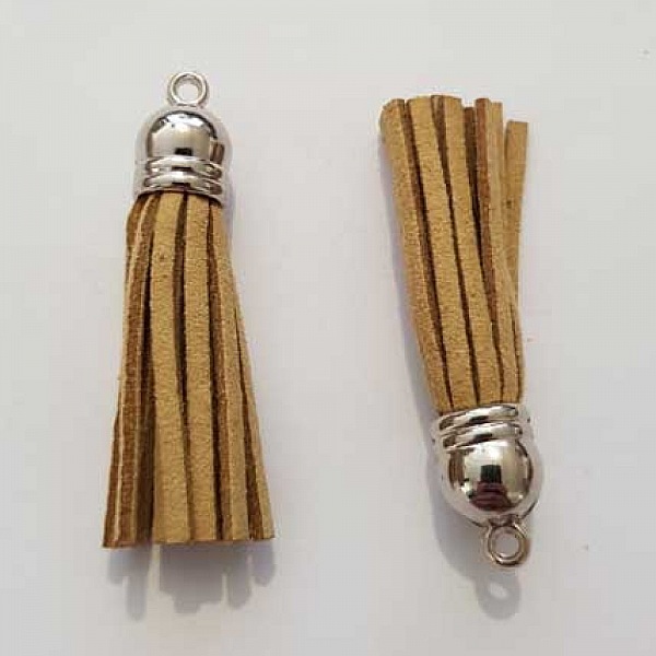 Pompon su&eacute;dine uni 45 mm N&deg;04 Marron Clair