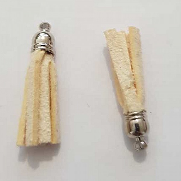 Pompon su&eacute;dine uni 30 mm N&deg;06 Ecru