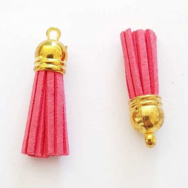 Pompon su&eacute;dine uni 38 mm N&deg;06 Rose Fushia