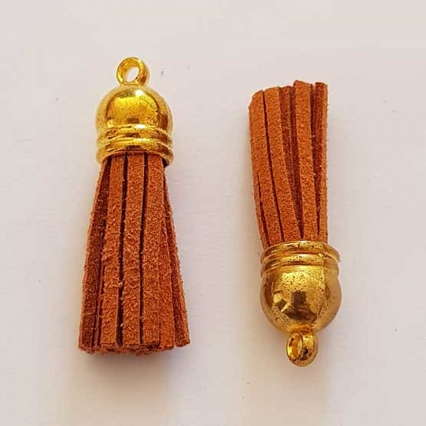 Pompon su&eacute;dine uni 38 mm N&deg;07 Marron