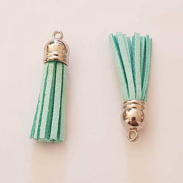 Pompon su&eacute;dine uni 43 mm N&deg;01 Turquoise