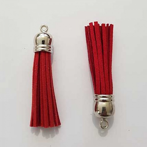 Pompon su&eacute;dine uni 60 mm N&deg;24 Rouge