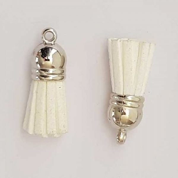 Pompon su&eacute;dine uni 25 mm N&deg;07 Blanc