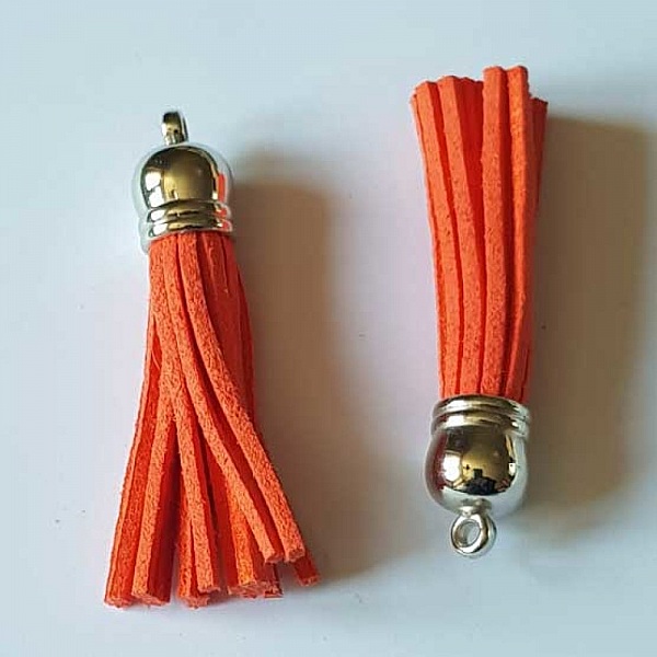 Pompon su&eacute;dine uni 60 mm N&deg;30 Orange