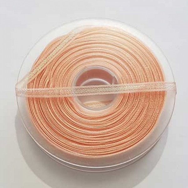 Ruban 06 mm Saumon Paillet&eacute; Or