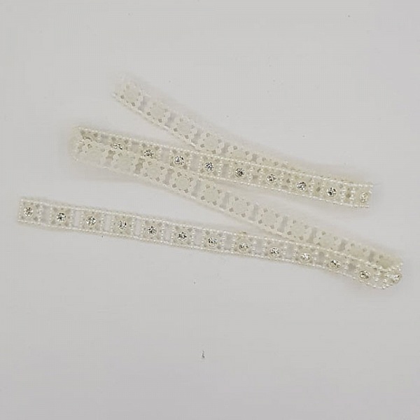 Ruban Blanc Strass Blanc Fantaisie x 49 cm