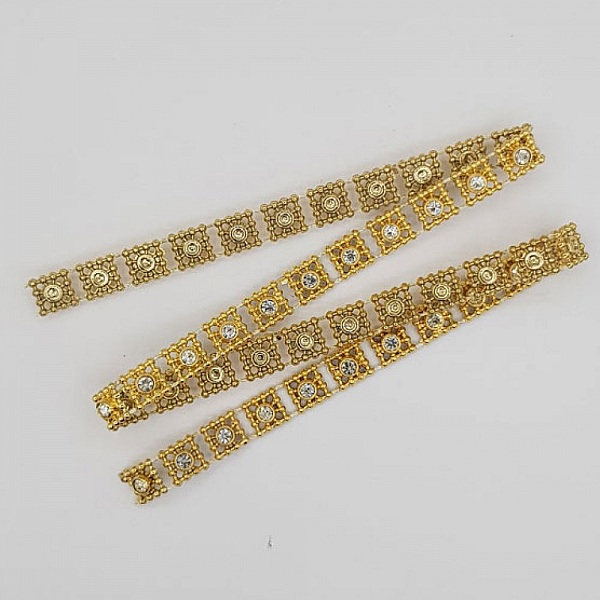 Ruban Dor&eacute; Strass Blanc Fantaisie x 50 cm