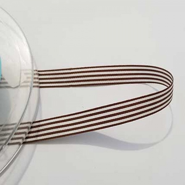 Ruban Galon 09 mm motif Fantaisie N&deg;01 Blanc et Marron