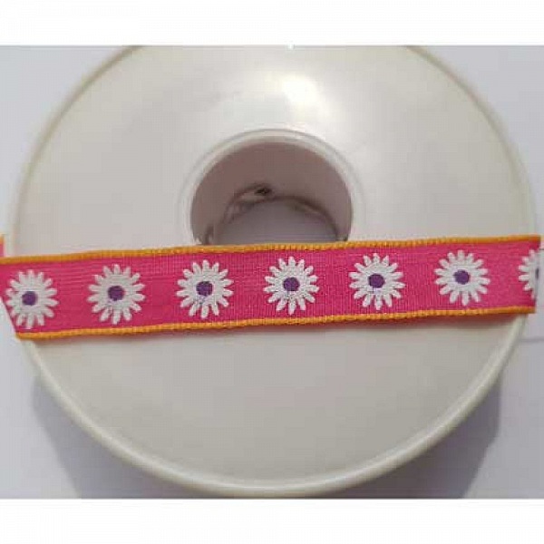Ruban Galon 12 mm motif fleur N&deg;01