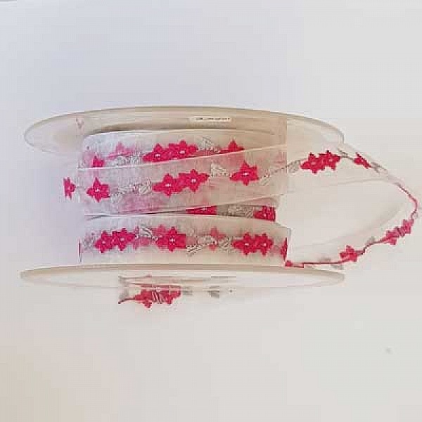 Ruban Galon 15 mm motif Fantaisie N&deg;05 Fushia