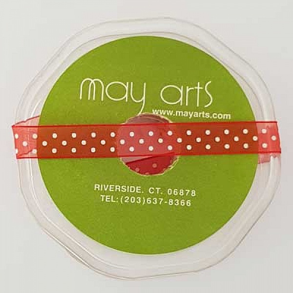 Ruban a pois rouge et blanc de 12 mm au m&egrave;tre