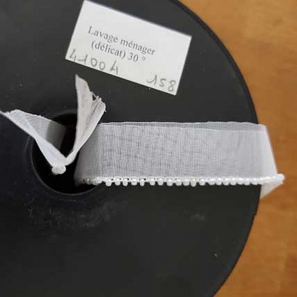 Ruban blanc tulle et perle style biais au m&egrave;tre